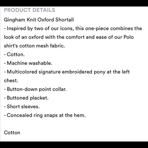 Ralph Lauren Baby Gingham 9months - Picture 3 of 3